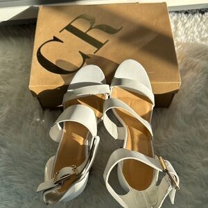 BNWT Charlotte Russe White Open Toe Ankle Strap Sandals